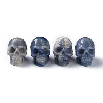 Natural Blue Aventurine Home Display Decorations, for Halloween, Skull, 38x32x51mm