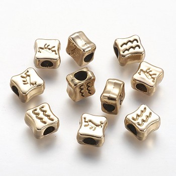 Alloy Beads, Cuboid, Light Gold, 10x9.5x6mm, Hole: 4mm
