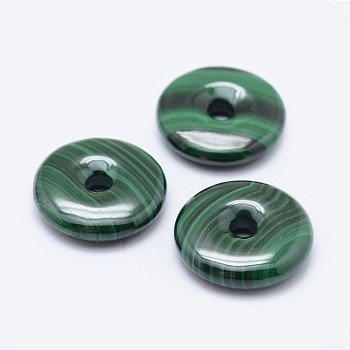 Natural Malachite Pendants, Donut/Pi Disc, 22x5.5mm, Hole: 4mm, Donut Width: 9mm