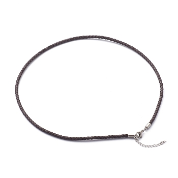 Braided Waxed Polyester Cord Necklaces Making, with 304 Stainless Steel Lobster Claw Clasps, Stainless Steel Color, Coconut Brown, 18-3/4 inch(47.5cm)