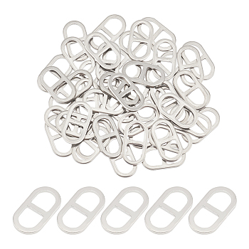 50Pcs 201 Stainless Steel Connector Charms, Soda Tab/Pull Tab Links, Stainless Steel Color, 23x12x2mm