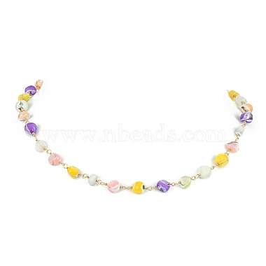colliers de chaîne de perles de pépite de coquille naturelle(NJEW-JN04358)-5
