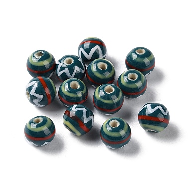Teal Round Porcelain Beads