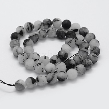 Chapelets de perles en quartz rutile noir naturel(G-F570-02-8mm)-2