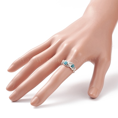 Natural Apatite Beaded Spiral Finger Ring(RJEW-TA00049-01)-3
