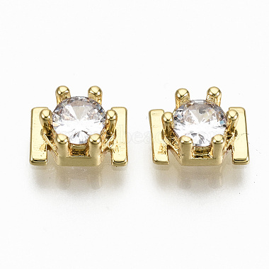 Real 16K Gold Plated Clear Hexagon Brass+Cubic Zirconia Cabochons