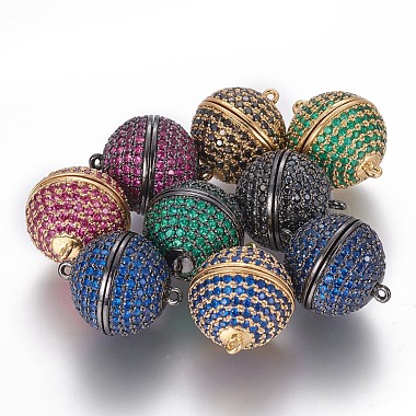 Mixed Color Mixed Color Round Brass+Cubic Zirconia Clasps