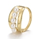 Alloy Chunky Wide Open Cuff Bangle with Plastic Pearl for Women(BJEW-K223-05KCG)-1