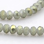Full Rainbow Plated Faceted Rondelle  Glass Beads Strands, Cadet Blue, 3.5x2.5mm, Hole: 1mm, about 100pcs/strand, 10 inch(GLAA-A024B-FR01)