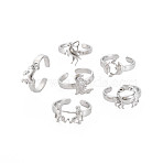 Non-Tarnish 304 Stainless Steel 12 Constellations/Zodiac Signs Open Cuff Ring for Women, Stainless Steel Color, 12 Constellations, US Size 6 3/4(17.1mm)~US Size 8 1/4(18.3mm)(RJEW-S405-156P)