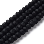 Glass Beads Strands, Faceted, Frosted, Rondelle, Black, 3.5~3.8mm, Hole: 0.8~1mm, about 105~110pcs/strand, 29~31cm(EGLA-A034-P3mm-MD18)