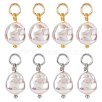 8Pcs 2 Colors Plastic Imitation Pearl Baroque Irregular Pendants, Nuggets, Platinum & Golden, 20mm, 4pcs/color(PALLOY-FH00109)
