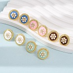 Brass Micro Pave Clear Cubic Zirconia Stud Earrings, Oval, ABS Imitation Pearl & Enamel Stud Earrings, Golden, Mixed Color, 18x16mm(KK-CBADE12-06G)