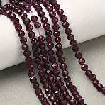 Natural Garnet Beads Strands, Round, Faceted, 4~4.5mm, Hole: 0.7mm, about 45~55pcs/strand, 7.68~7.87''(19.5~20cm)(G-B168-A05-4mm)