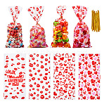100Pcs 4 Styles Valentine's Day Themed OPP Plastic Bags, with Twist Ties, Rectangle, Mixed Shapes, 27.8x12.5x0.005cm, 25pcs/style(ABAG-TA0001-41)