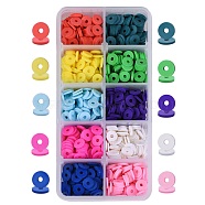 80g 10 Colors Handmade Polymer Clay Beads, Heishi Beads, for DIY Jewelry Crafts Supplies, Disc/Flat Round, Mixed Color, 8x1mm, Hole: 2mm, 8g/color(CLAY-SZ0001-33B)