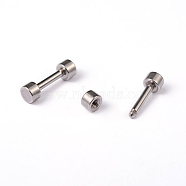Flat Round 304 Stainless Steel Barbell Cartilage Earrings, Screw Back Earrings, Hypoallergenic Earrings, Stainless Steel Color, 10x3mm, Pin: 1mm(EJEW-L164-03P)