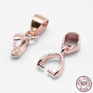 925 Sterling Silver Pendant Bails, Ice Pick & Pinch Bails, Rose Gold, 9.5x5.5x3mm, Hole: 3x4mm, Pin: 0.8mm(STER-E050-06RG)