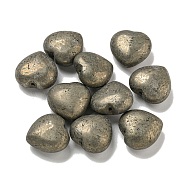 Natural Pyrite Beads, Half Drilled, Heart, 15.5x15.5x8mm, Hole: 1mm(G-P531-A22-01)