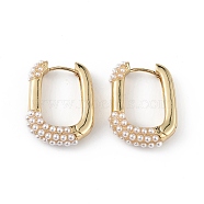 Plastic Imitation Pearl Oval Hoop Earrings, Brass Jewelry for Women, Long-Lasting Plated, Lead Free & Cadmium Free, Real 18K Gold Plated, 25x19x7mm, Pin: 0.8mm(EJEW-L234-071G)