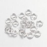 Brass Jump Rings, Cadmium Free & Lead Free, Open Jump Rings, Silver Color Plated, 20 Gauge, 4x0.8mm, Inner Diameter: 2.4mm, about 1100pcs/50g(X-JRC4MM-S)