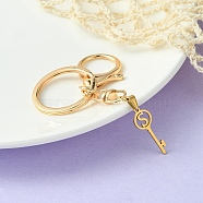 304 Stainless Steel Initial Letter Key Charm Keychains, with Alloy Clasp, Golden, Letter S, 8.8cm(KEYC-YW00004-19)