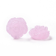 Handmade Lampwork Flower Beads, Rose, Pink, 18x18x9.5mm, Hole: 1~1.6mm(LAMP-C004-05B)