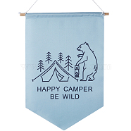 Polyester Outdoor Camping Hanging Flag, for Summer Camping Decoration Supplies, with Wood Bar, Bear, 465x303x1mm(HJEW-WH0071-06C)