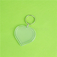 Acrylic Photo Frame Keychain, with Iron Split Key Rings, Heart, 5x5cm(KEYC-YW0001-07-A)