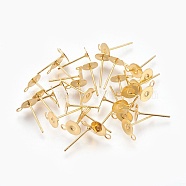 304 Stainless Steel Stud Earring Settings, with Loop, Golden, 12x6mm, Hole: 1mm, Pin: 0.4mm, Tray: 6mm(STAS-E025-G)
