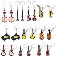 AHADERMAKER 20Pcs 10 Style Silicone Pendant Keychains, with Platinum Plated Iron Findings, Violin & Grand Piano & Saxophone, Mixed Color, 5.6~12.4cm, 2pcs/style (KEYC-GA0001-22)