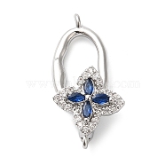 Brass Micro Pave Cubic Zirconia Fold Over Clasps, Flower, Platinum, 25x12x7mm, Hole: 1mm(KK-G503-26P)