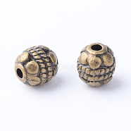 Tibetan Style Alloy Spacer Beads, Oval, Cadmium Free & Nickel Free & Lead Free, Antique Bronze, 5~5.5x6mm, Hole: 1mm, about 38pcs/20g(Y-TIBE-Q063-43AB-NR)