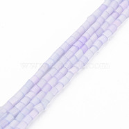 Glass Silk Stain Style Beads Strands, Tube, Lilac, 3.5~5x2~2.5mm, Hole: 1mm, about 90~92pcs/strand, 15.43 inch~15.75 inch(39.2cm~40cm)(GLAA-N047-001B-10)