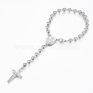 304 Stainless Steel Charm Bracelets, with Crucifix Cross and Oval with Virgin Mary Pendants, For Easter, Stainless Steel Color, 7-7/8 inch(200mm), 6mm(BJEW-F292-04P)