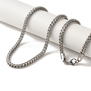 304 Stainless Steel Wheat Chain Necklaces for Women Men, Stainless Steel Color, 24 inch(61cm)(BJEW-Q341-13P)