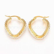 304 Stainless Steel Hoop Earrings, with Polymer Clay Rhinestone, Golden, 24x23x4.5mm, Pin: 1x0.8mm(EJEW-H358-27G)