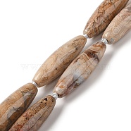 Natural Mexican Lace Agate Beads Strands, Rice, 24~42x12~14mm, Hole: 1.6mm, about 10~14pcs/strand, 16.54"~16.93''(42~43cm)(G-NH0010-I03-02)