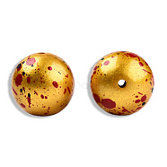 Spray Painted Resin Beads, Round, Gold, 20x19mm, Hole: 2~2.4mm(RESI-N034-19-V06)