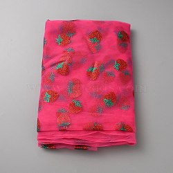 Polyester Gauze Fabric, Strawberry Pattern, Deep Pink, 3520x0.2mm, about 2 yards/pc(DIY-WH0759-43)
