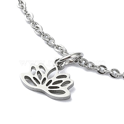 304 Stainless Steel Pendant Necklaces, Lotus, Stainless Steel Color, 17.83 inch(45.3cm)(NJEW-B078-05P)
