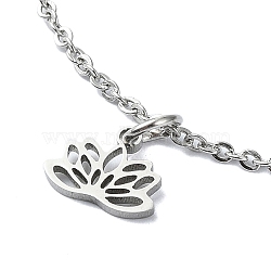 Non-Tarnish 304 Stainless Steel Pendant Necklaces, Lotus, Stainless Steel Color, 17.83 inch(45.3cm)(NJEW-B078-05P)