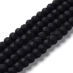 Glass Beads Strands, Faceted, Frosted, Rondelle, Black, 3.5mm, Hole: 1mm, about 123~127pcs/strand, 13.7~14.1 inch(35~36cm)(EGLA-A034-P3mm-MD18)