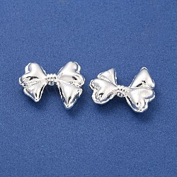 Rack Plating Alloy Beads, Bowknot, Silver, 18.5x21.5x6mm, Hole: 1.6mm(PALLOY-I221-02S)