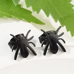 Halloween Spider 304 Stainless Steel Stud Earrings for Women, Electrophoresis Black, 9x8mm, Pin: 0.7mm(EJEW-B019-01EB)