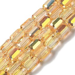 Electroplate Glass Beads Strands, Faceted, AB Color, Column, Goldenrod, 3x5mm, Hole: 1mm, about 79pcs/strand, 15.75~16.14''(40~41cm)(EGLA-D031-01-19)