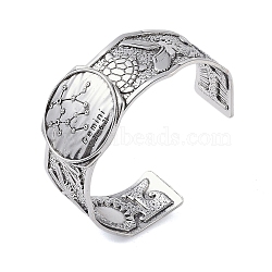 Constellation Alloy Open Cuff Bangles for Women Men, Antique Silver, Gemini, Inner Diameter: 2-1/2 inch(6.2cm), 20~31mm(BJEW-C064-01AS-06)