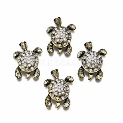 Alloy Cabochons, with Rhinestone, Cadmium Free & Lead Free, Tortoise, Antique Bronze, 24x17.5x6.5mm(PALLOY-N155-107-RS)