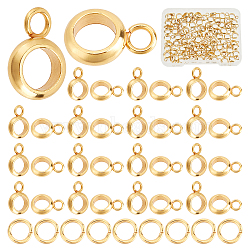 100Pcs 201 Stainless Steel Tube Bails, with 100Pcs Brass Jump Rings, Round Ring, Real 18K Gold Plated, Bail: 9x6x2mm, Hole: 1.8mm, Jump Ring: 4.5x0.7mm(STAS-CN0001-13)
