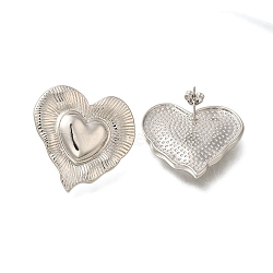 Rack Plating Heart Brass Stud Earrings, Lead Free & Cadmium Free, Long-Lasting Plated, Platinum, 29.5x29.5mm(EJEW-I310-25P)